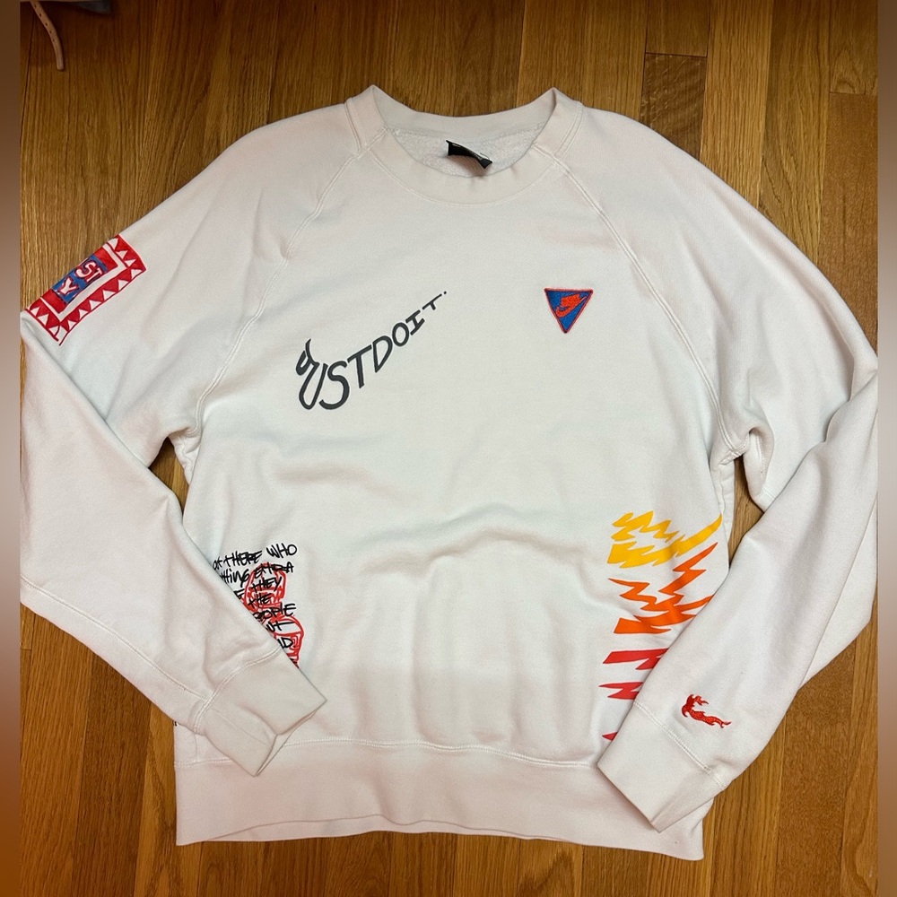 SOLD 
White Nike Crewneck with Patchwork